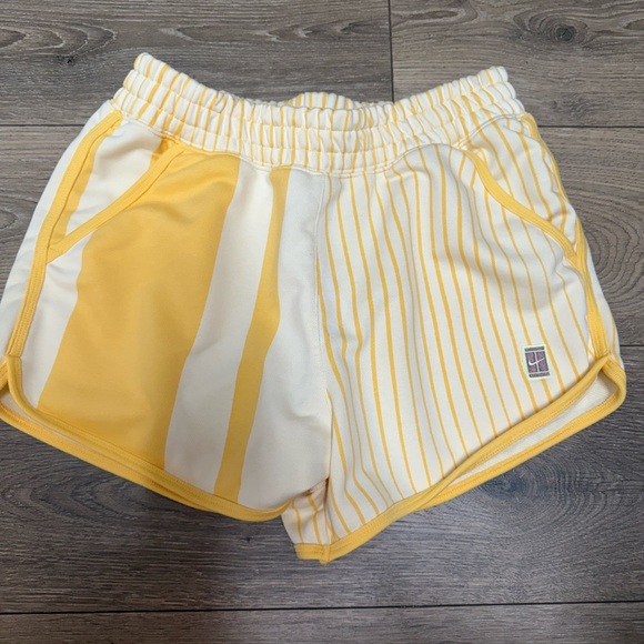Nike Women's Yellow and White Striped Shorts - Picture 1 of 3
